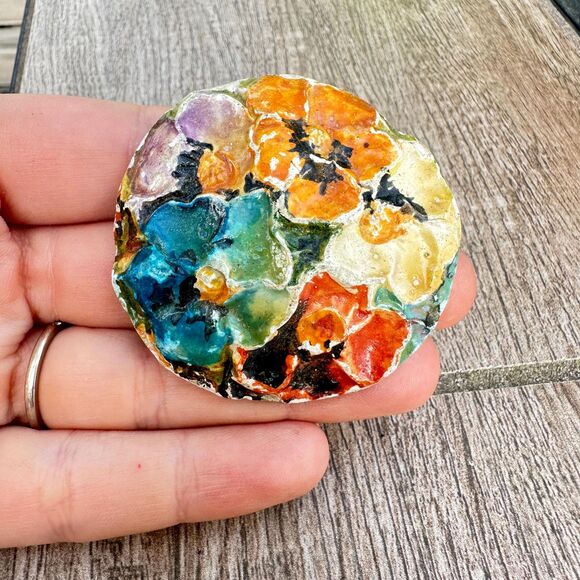 Vintage Artist Designed Unique Flower Cluster Brooch Pin - Picture 1 of 5